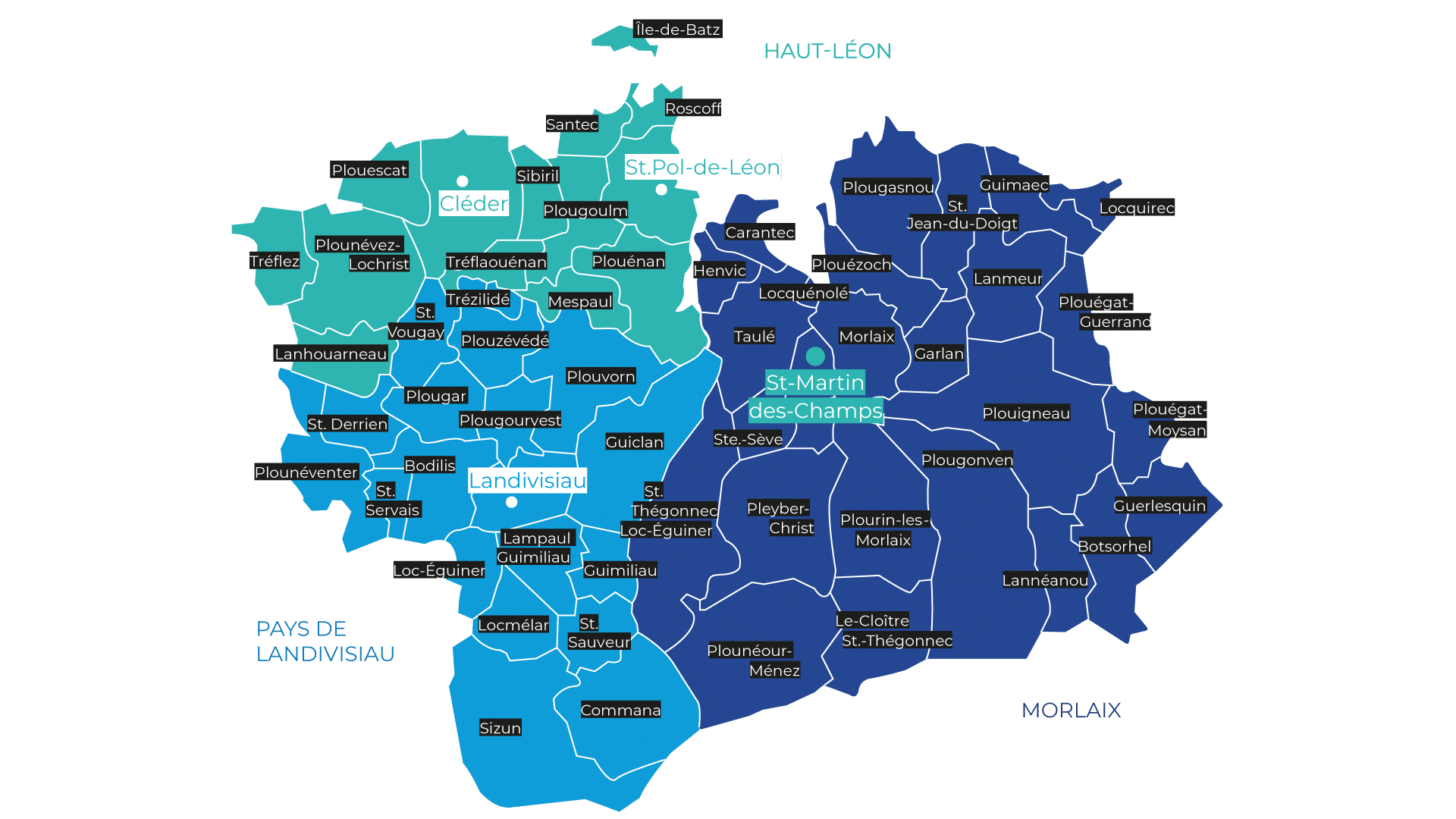 carte secteur d'intervention clic pays de morlaix